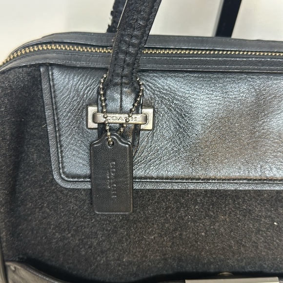 COACH Taylor Bowler Satchel WOOL/LEATHER Black MSRP 498 - Picture 3 of 14